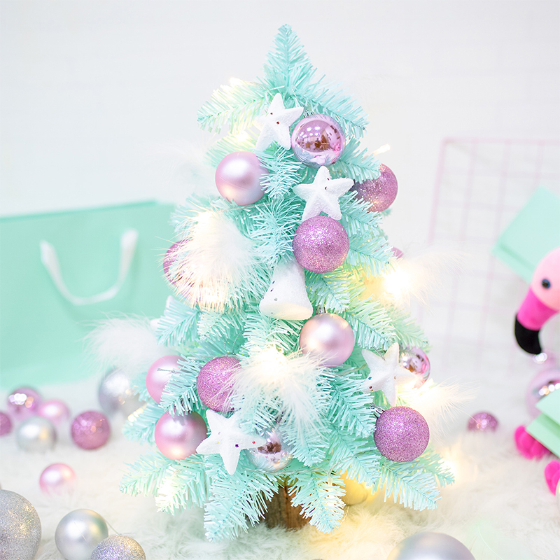 핑크 크리스마스 트리 벚꽃 그라디언트 45 cm 미니 블루 작은 나무 미니 크리스마스 트리 그물 레드 라이브 데스크탑 장식
