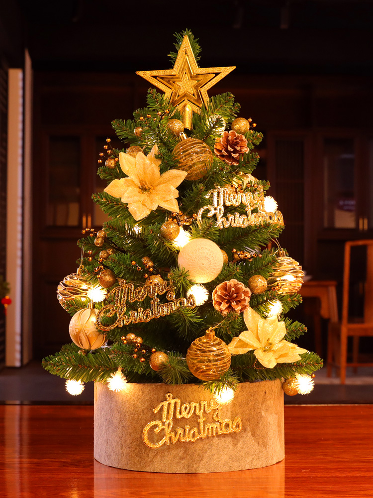 미니 60cm 작은 크리스마스 트리 홈 패키지 황금 크리스마스 장식 선물 상자 데스크탑 크리 에이 티브 장식