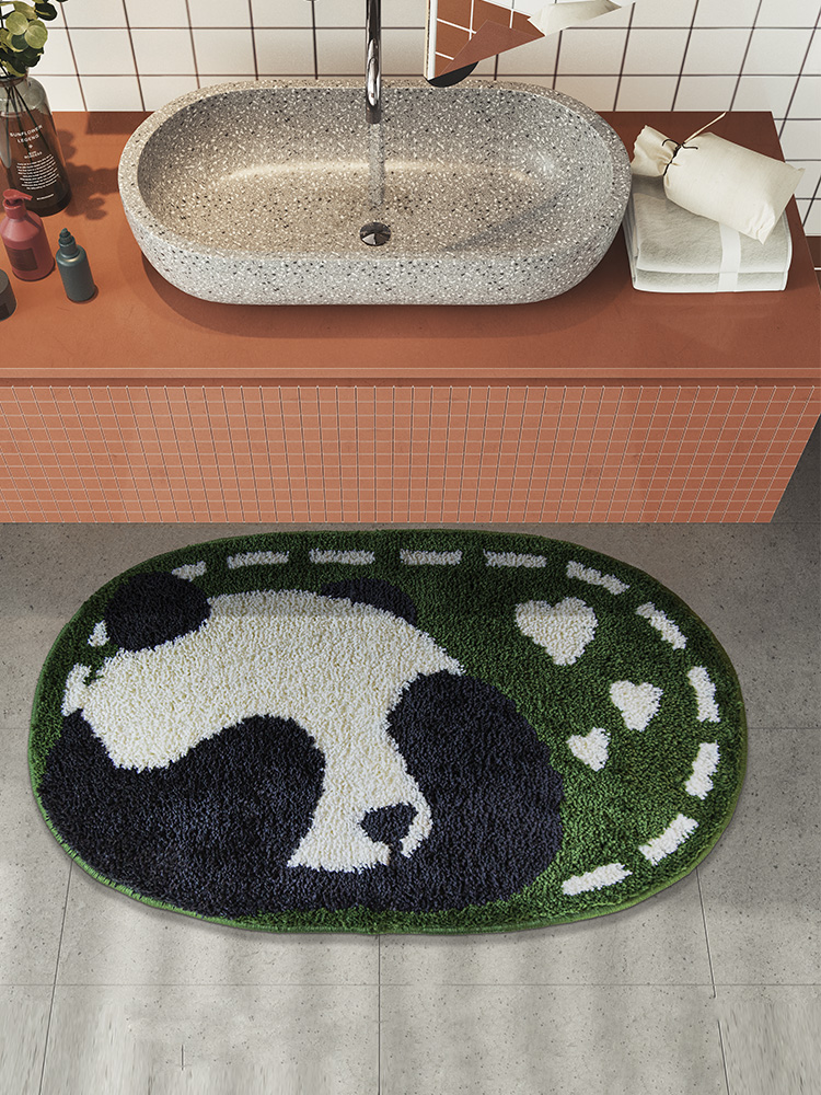 플래시 패드 팬더 수줍은 귀여운 욕실 흡수성 매트 미끄럼 방지 발 세면대 도어 카펫