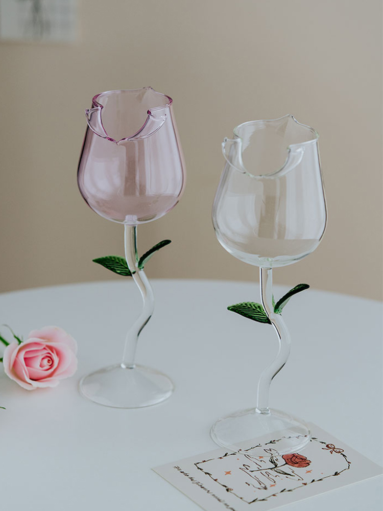 Zeteng의 크리에이티브 장미 레드 와인 잔 고가의 꽃 높은 붕규산 유리