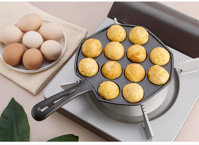 타코야끼 공 기계 유도 밥솥 바베큐 플레이트 가정용 주철 냄비 구운 메추라기 달걀 금형 다기능 굽기