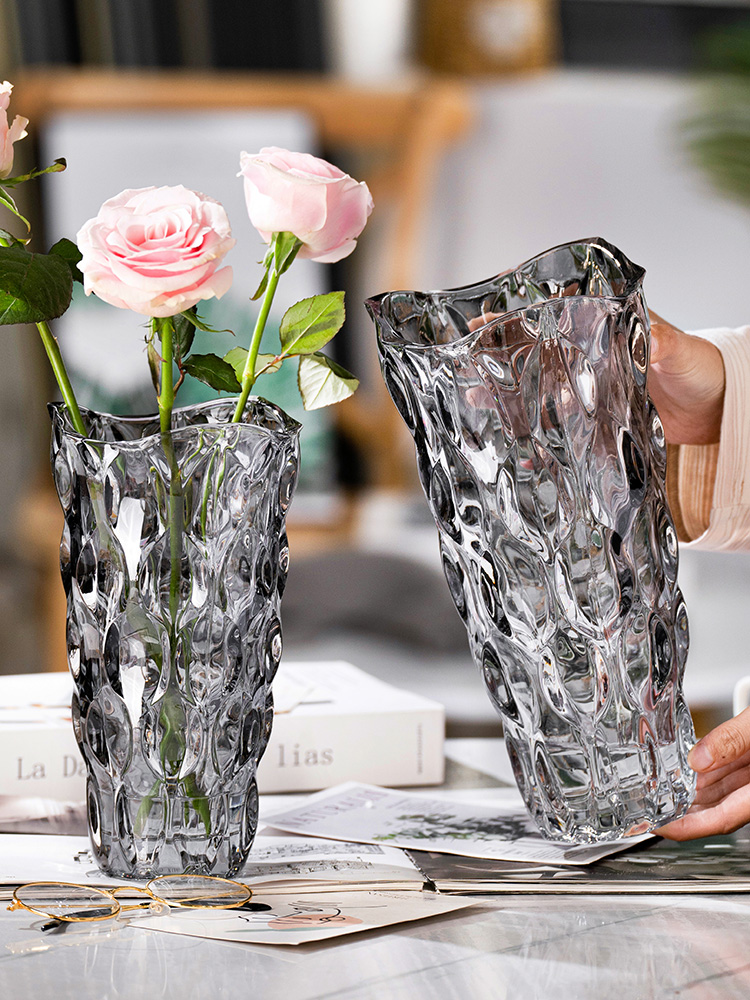 꽃병 빛 럭셔리 장식품 투명 전기 도금 크리스탈 유리 물 꽃꽂이 호텔 테이블 장식 북유럽 스타일