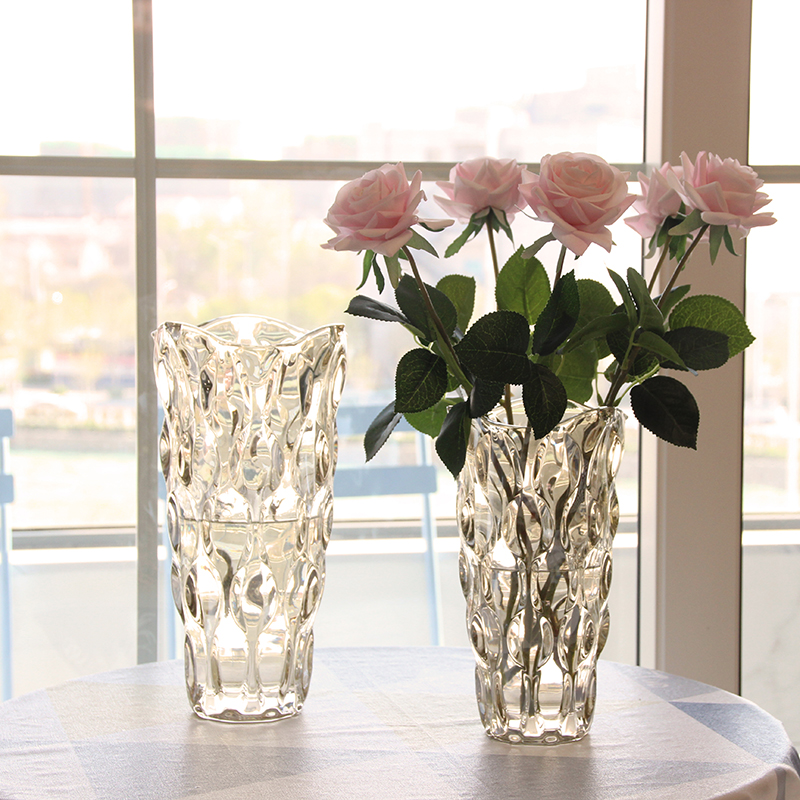 북유럽 빛 럭셔리 크리스탈 유리 꽃병 투명 거실 호텔 꽃꽂이 장미 백합 꽃 장식 장식품