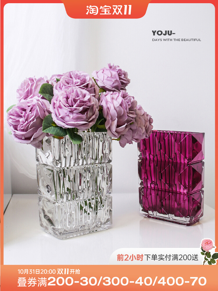 유럽식 투명 크리스탈 유리 꽃병 꽃꽂이 물 모으는 거실 라이트 럭셔리 장식 하이 엔드