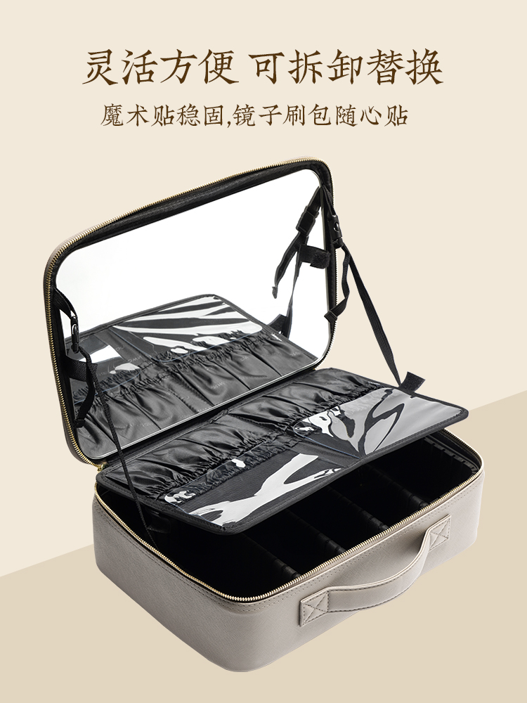 Longyan 화장품 가방 여성 휴대용 대용량 미러 슈퍼 화재 전문 저장 상자 여행 제품과 스타일