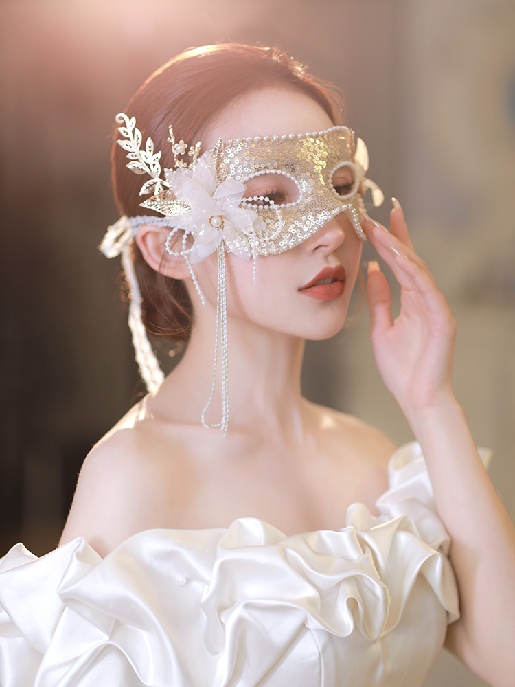 마스크 반 얼굴 여성 은폐 분위기 성인 파티 메이크업 디너 패션 소녀 사진 소품