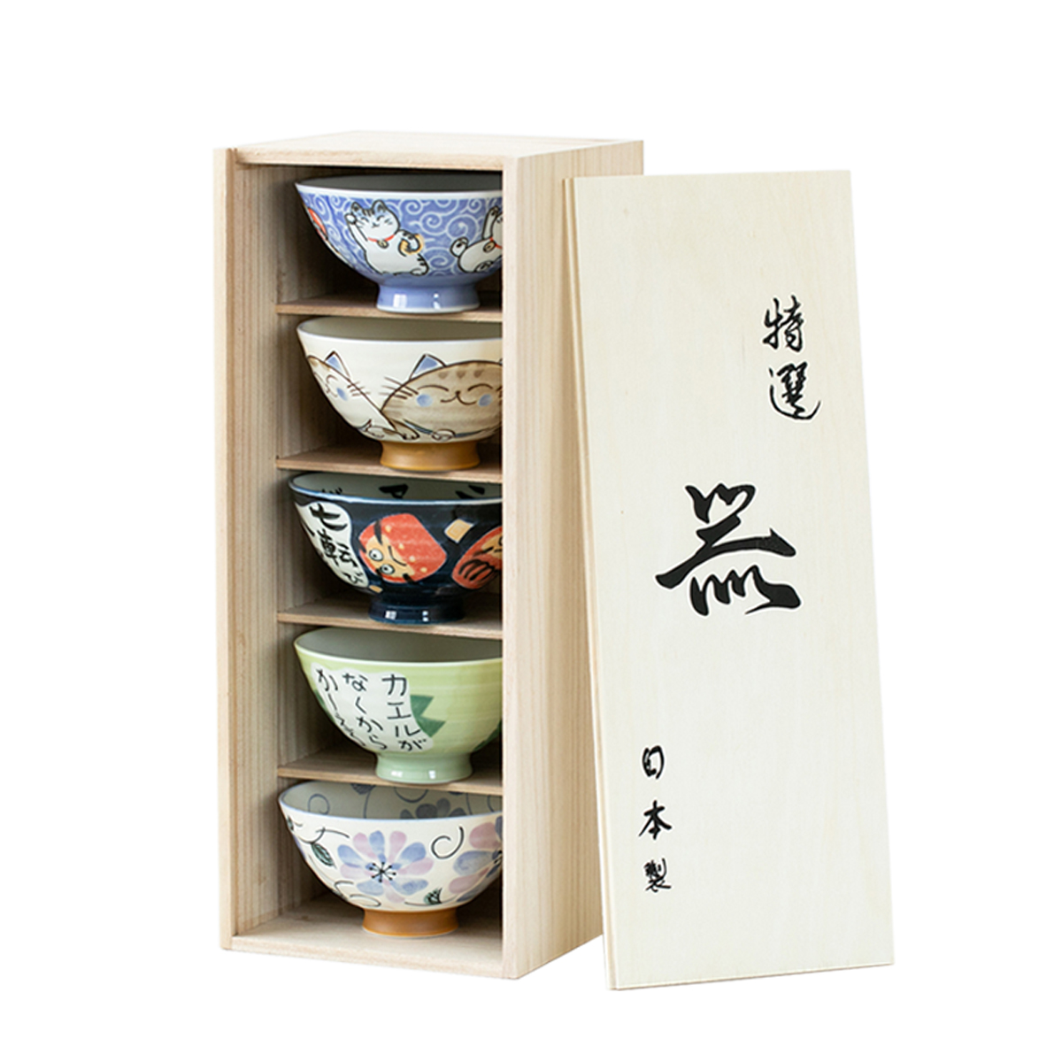일본에서 수입 미노 야키 달마 달 토끼 귀여운 만화 그릇 일본 밥 세트 선물 상자 Underglaze 수프