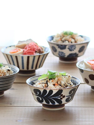 일본 수입 미노 불타는 남풍 손으로 그린 ​​간단한 일본 도자기 밥 그릇라면 그릇 국 그릇 깊은 접시 국 요리 접시 요리