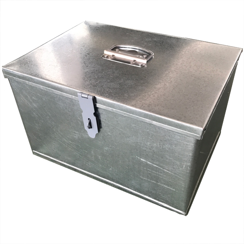자물쇠를 가진 두껍게 한 연장통 수공 상자 저장 상자 휴대용 백색 철 상자로 덮는 큰 철 상자