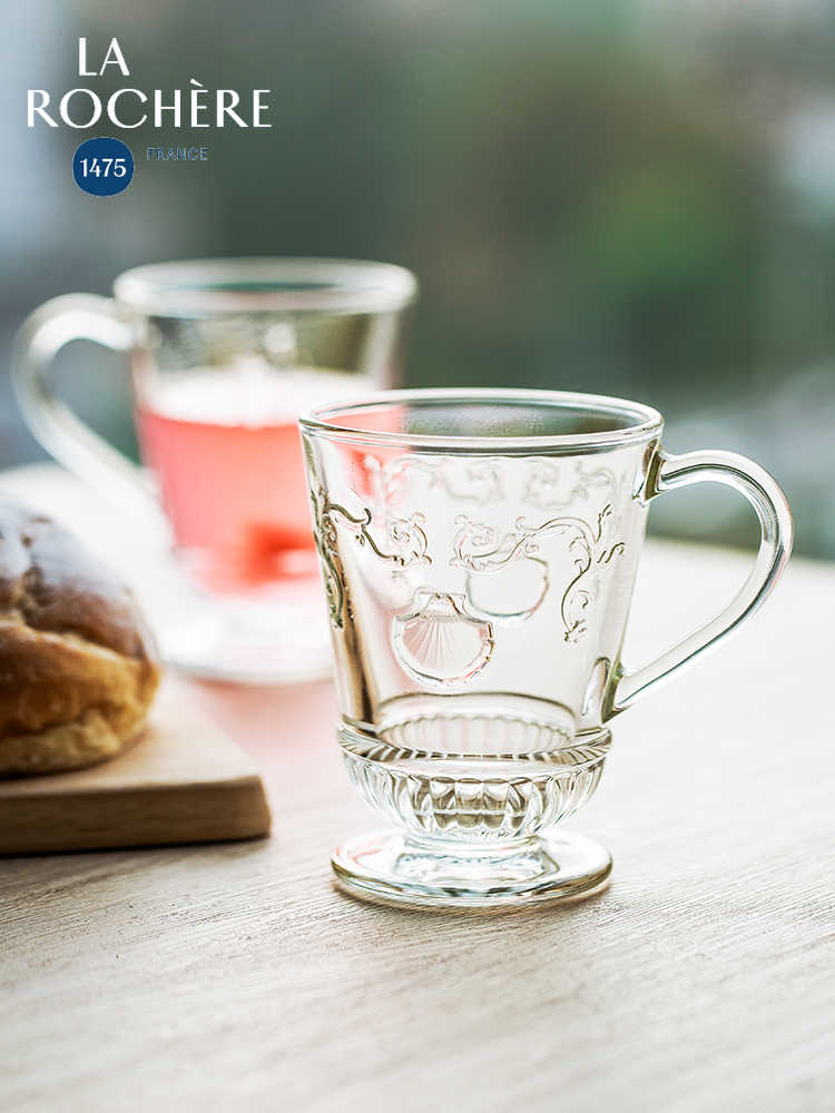 손잡이 가구가있는 프랑스 수입 La Rochere Glass Cup Handshold Retro Glass Water Cup 여성 구호 머그컵 컵 컵